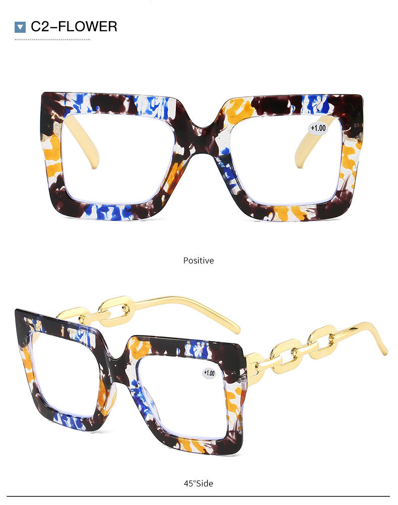 🔥Last day, 70% OFF!🔥-Women’s Oversized Square Chain Reading Glasses(1set-6pcs)