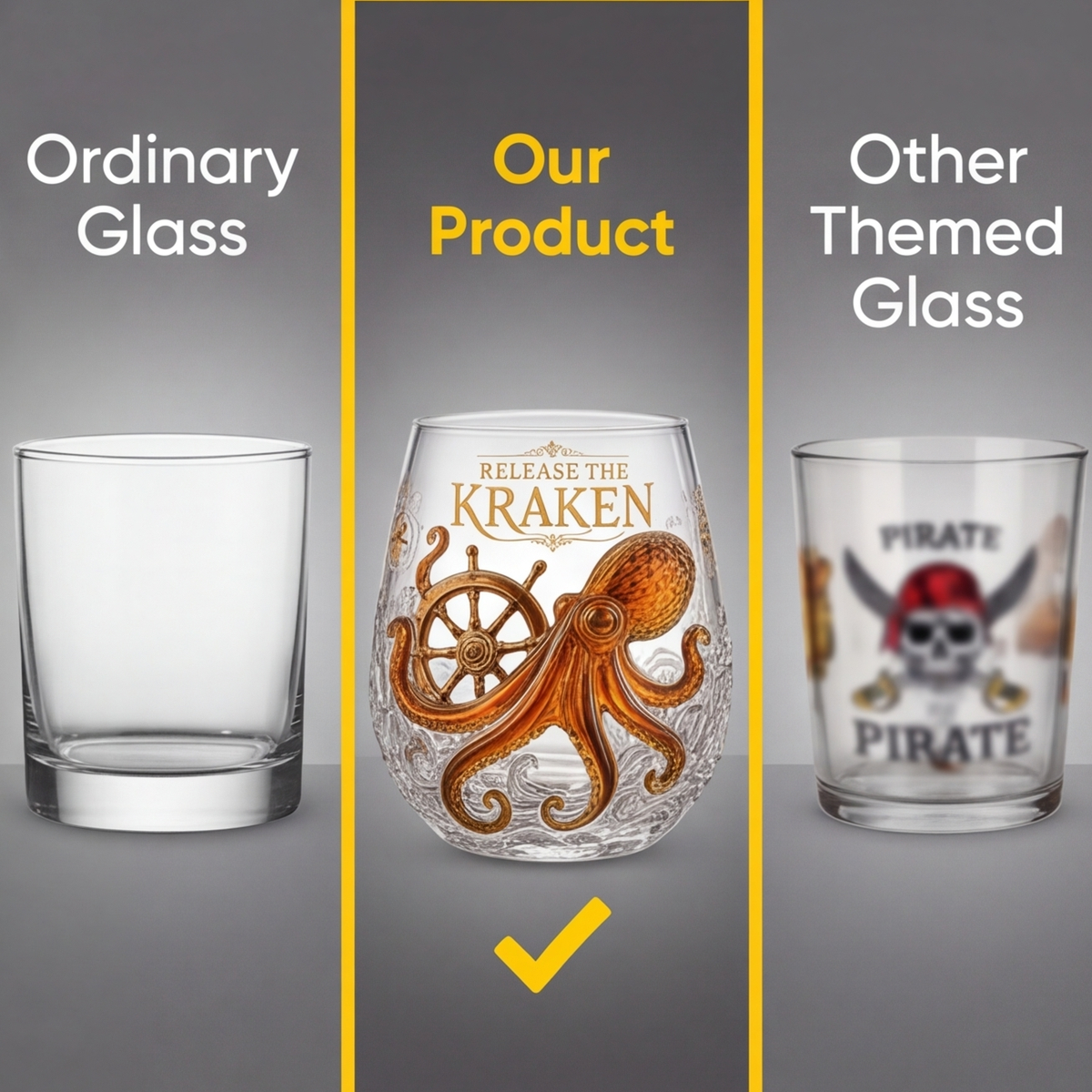 Whiskey Glass with Skull Captain Design