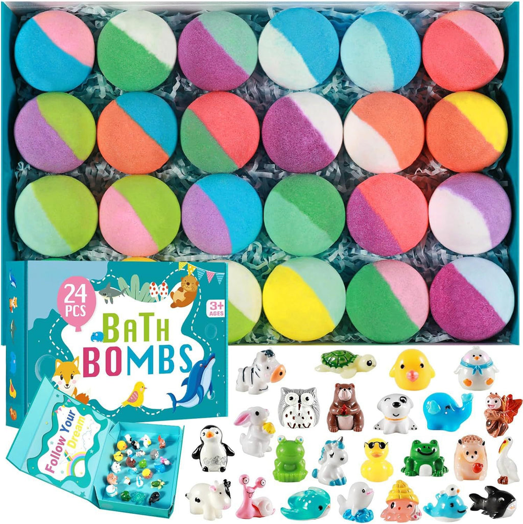 🛁 Natural Bath Bombs for Kids with Mega Bubbles & Surprise Inside 🥚✨ Same as in the video 🎁Comes with A Toy Storage Box