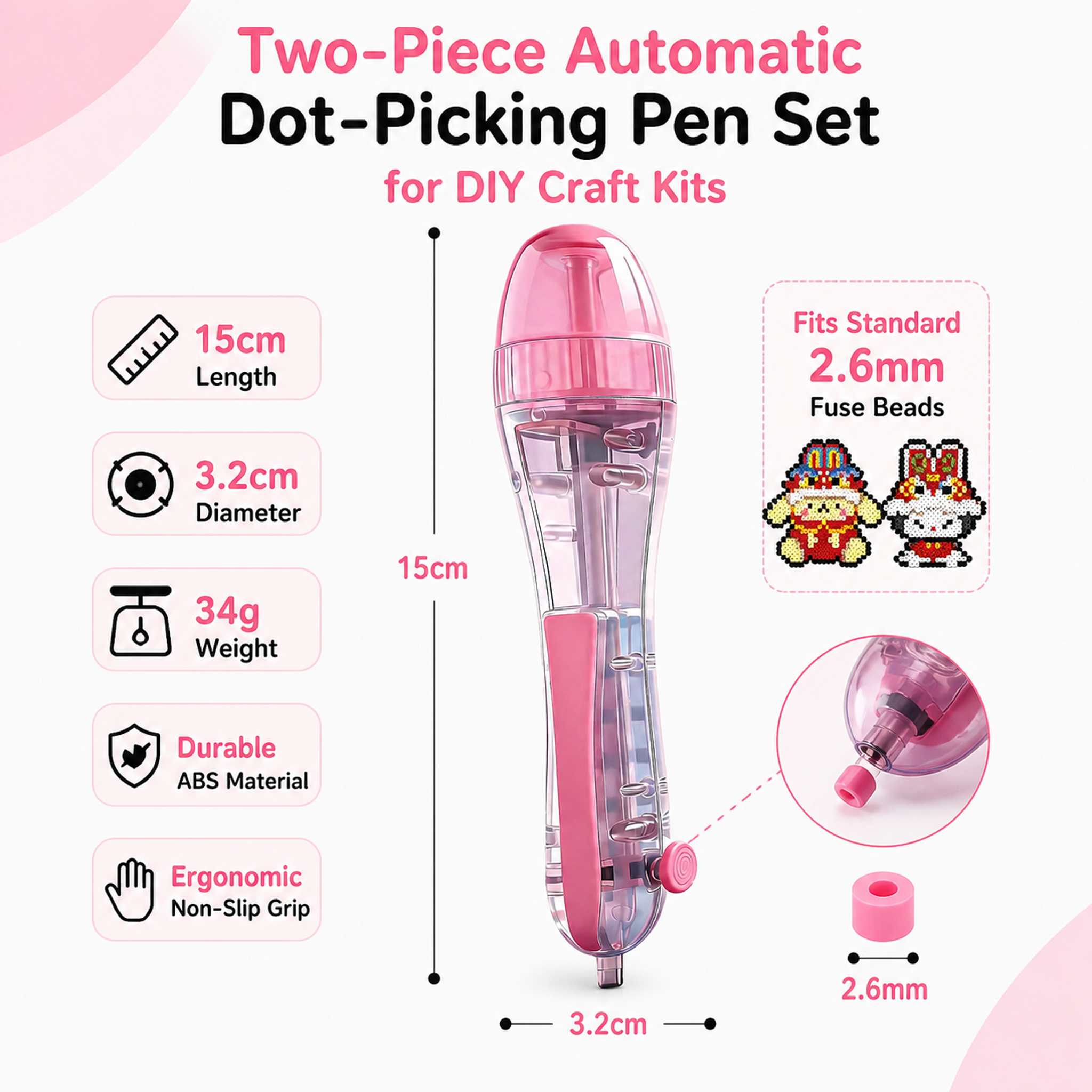 DIY Fuse Bead 2-Piece Set with Automatic Bead-Placing Pen