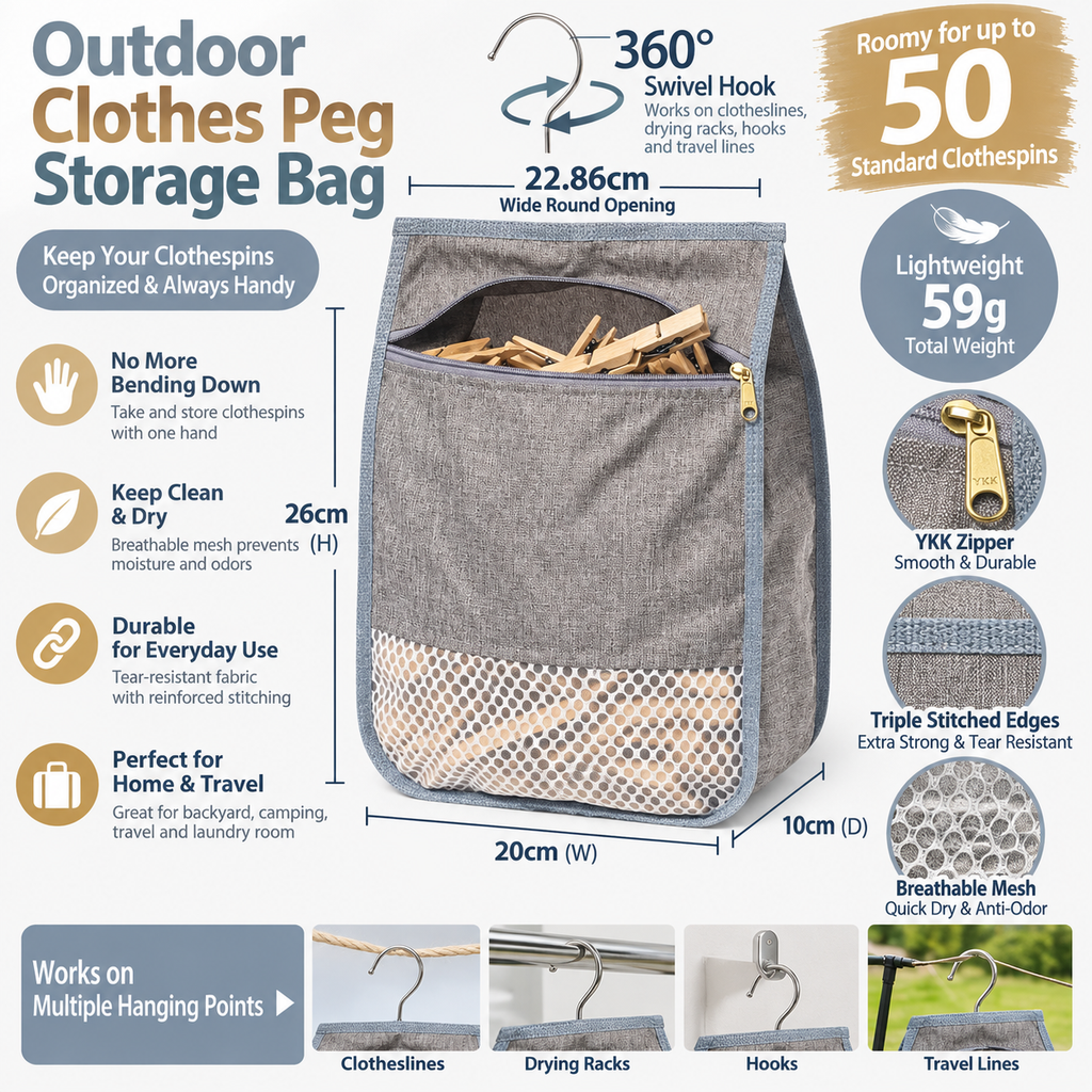 Outdoor Clothes Peg Storage Bag