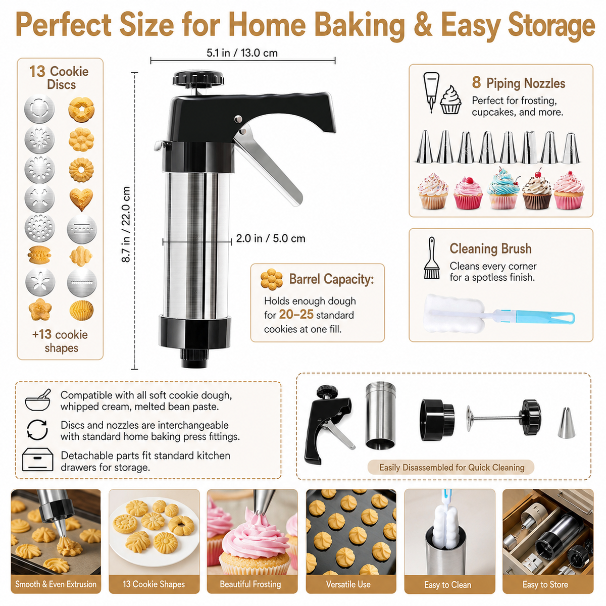 Cookie Press (includes decorating nozzles and bean paste molds)