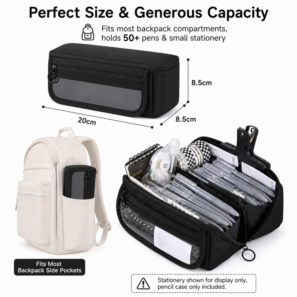 Large-capacity 9-layer transparent pencil case