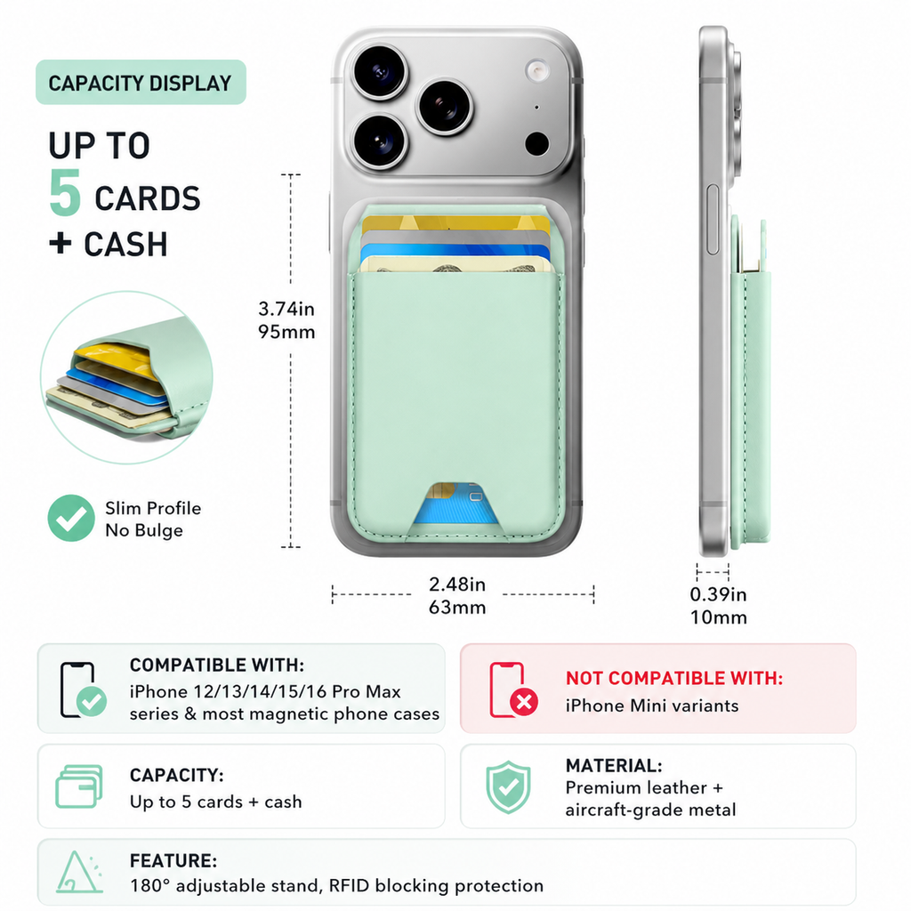 Magnetic leather phone case (with adjustable bracket) Magnetic clip