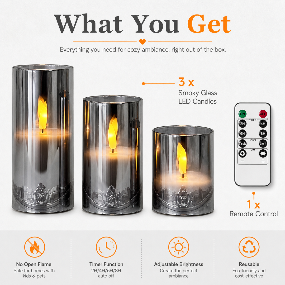 Three-piece LED electronic candle set