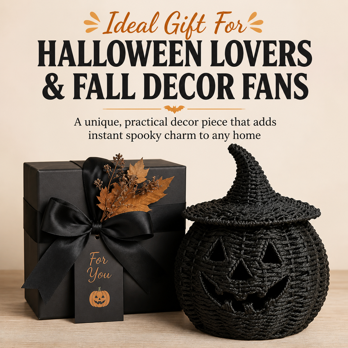 Black resin hollow pumpkin lantern Halloween lantern