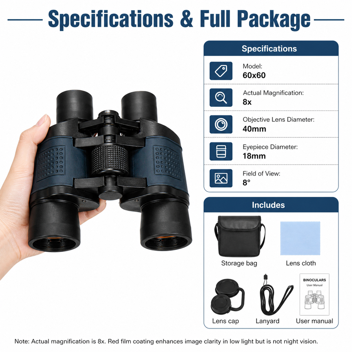 Coordinates 60X60 binoculars high definition high power night vision red film outdoor