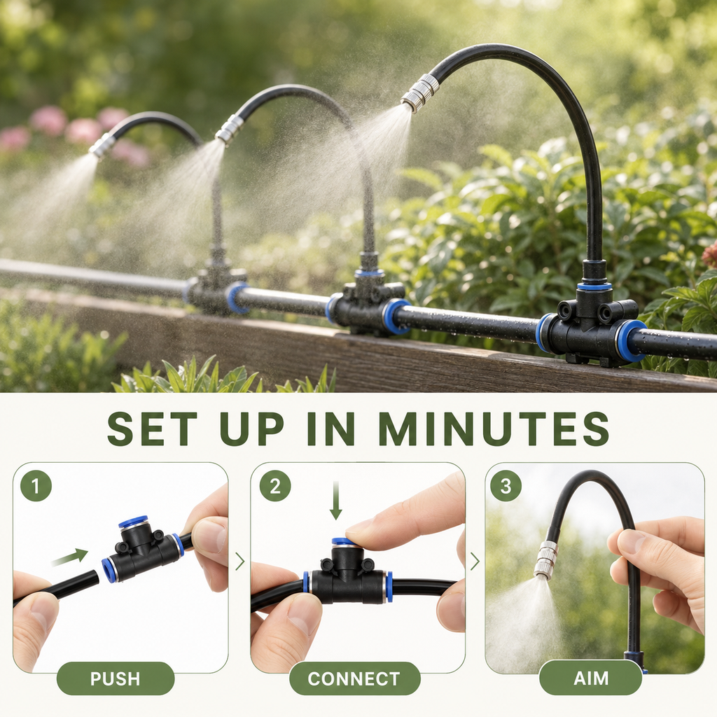 DIY 360° Flexible Garden Misting Irrigation Kit