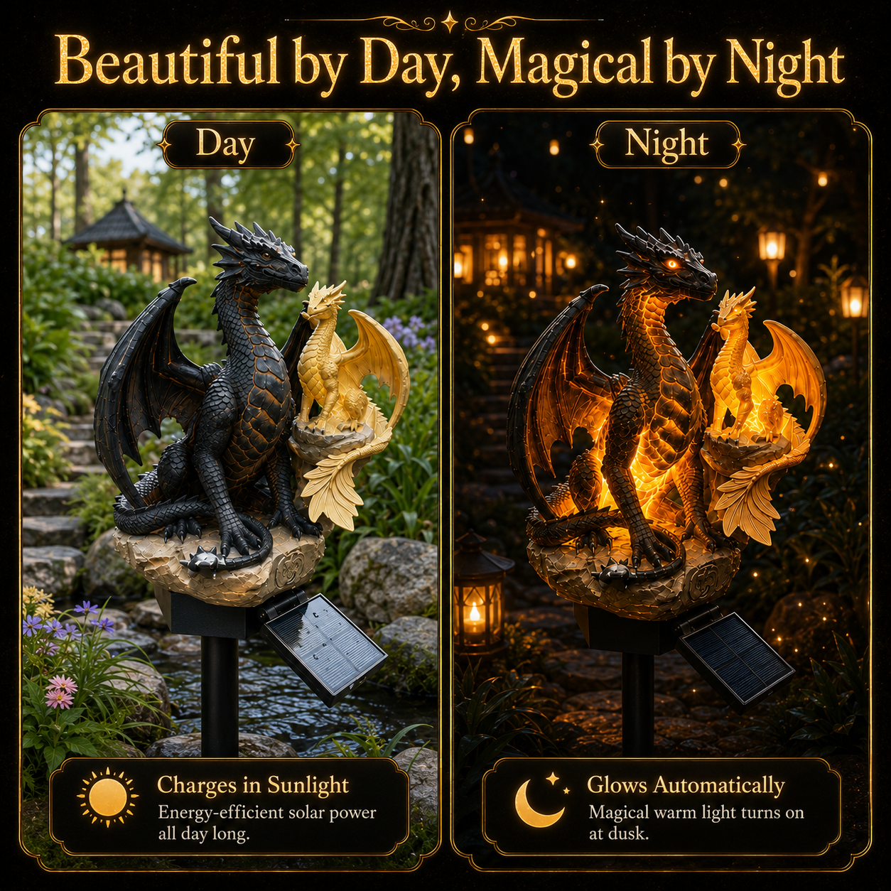 🔥 Limited 49% OFF Today!🐉Solar Dragon Garden Light Set🔥– ✨2 Dragons Included for Magical Outdoor Decor🎁