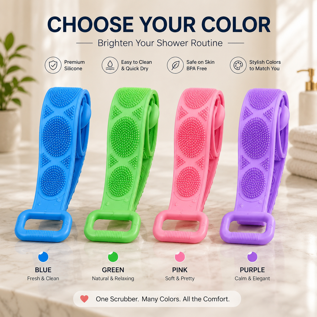 🛁 Double-Sided Silicone Back Scrubber – Long Exfoliating Bath Brush