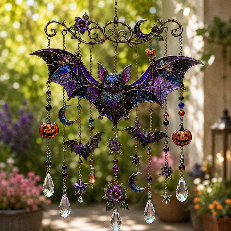 🎃💎Halloween Crystal Wind Chime – Colorful Acrylic Hanging Garden Decoration