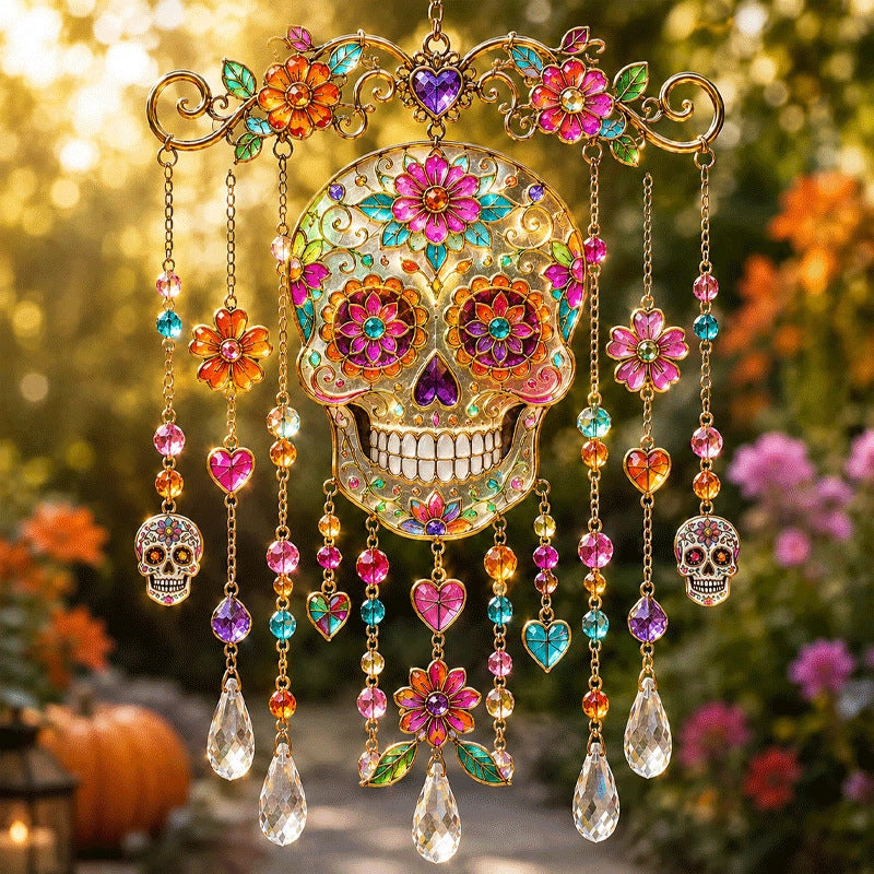 🎃💎Halloween Crystal Wind Chime – Colorful Acrylic Hanging Garden Decoration