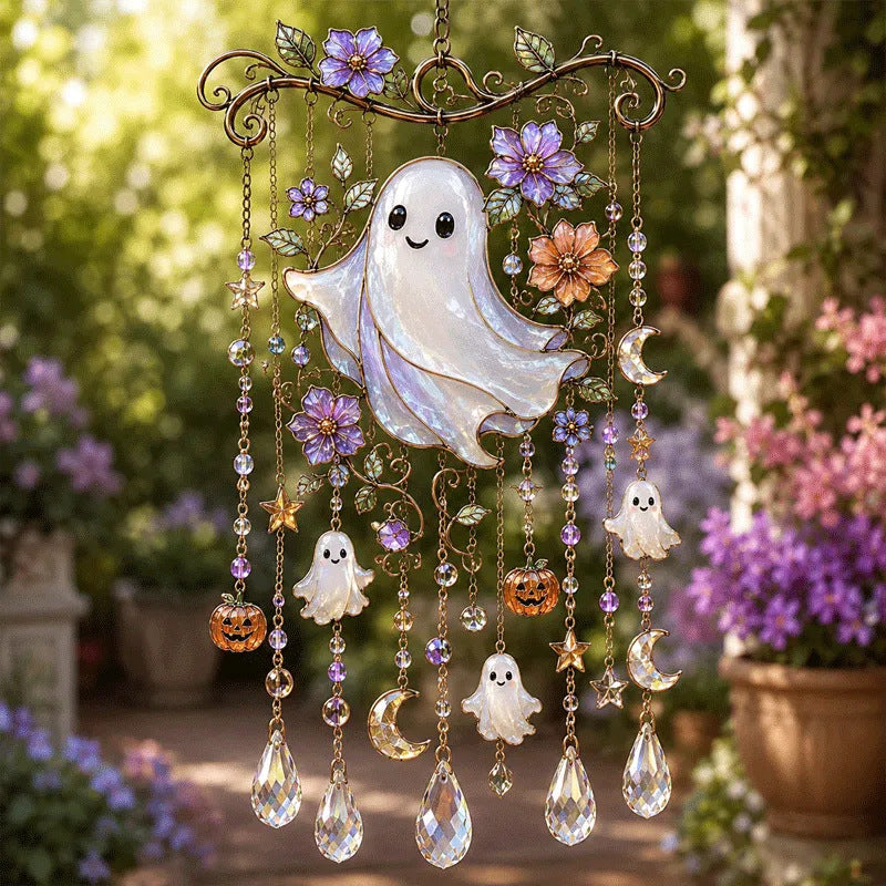 🎃💎Halloween Crystal Wind Chime – Colorful Acrylic Hanging Garden Decoration