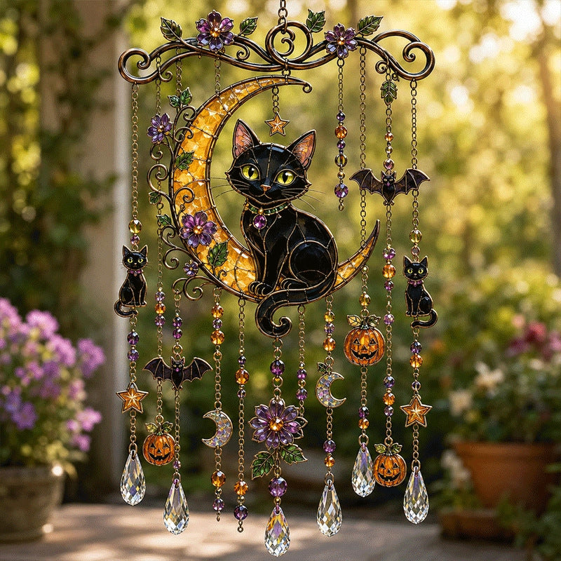 🎃💎Halloween Crystal Wind Chime – Colorful Acrylic Hanging Garden Decoration