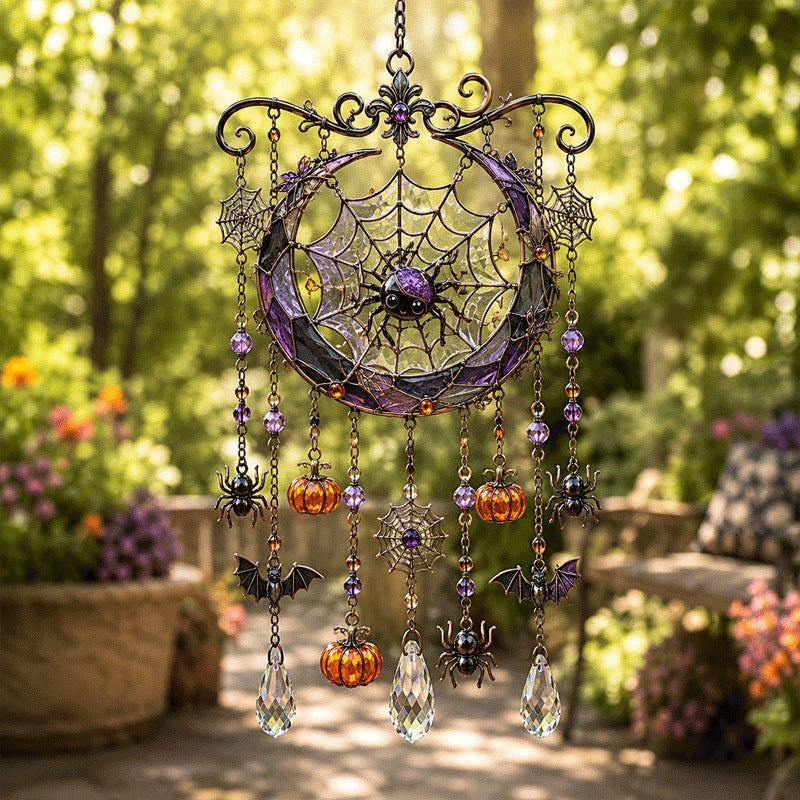 🎃💎Halloween Crystal Wind Chime – Colorful Acrylic Hanging Garden Decoration