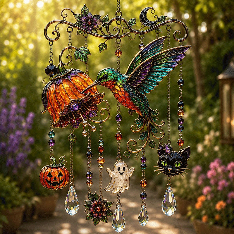 🎃💎Halloween Crystal Wind Chime – Colorful Acrylic Hanging Garden Decoration