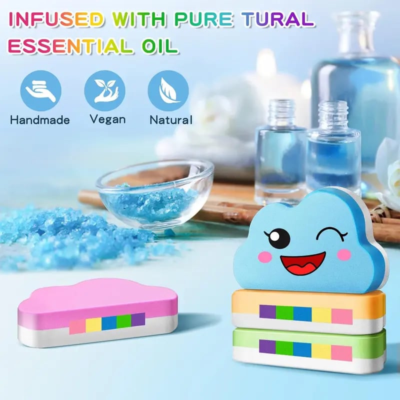 Rainbow Bath Bombs for Kids,Handmade 4 Pcs Bath Bombs Gift Set