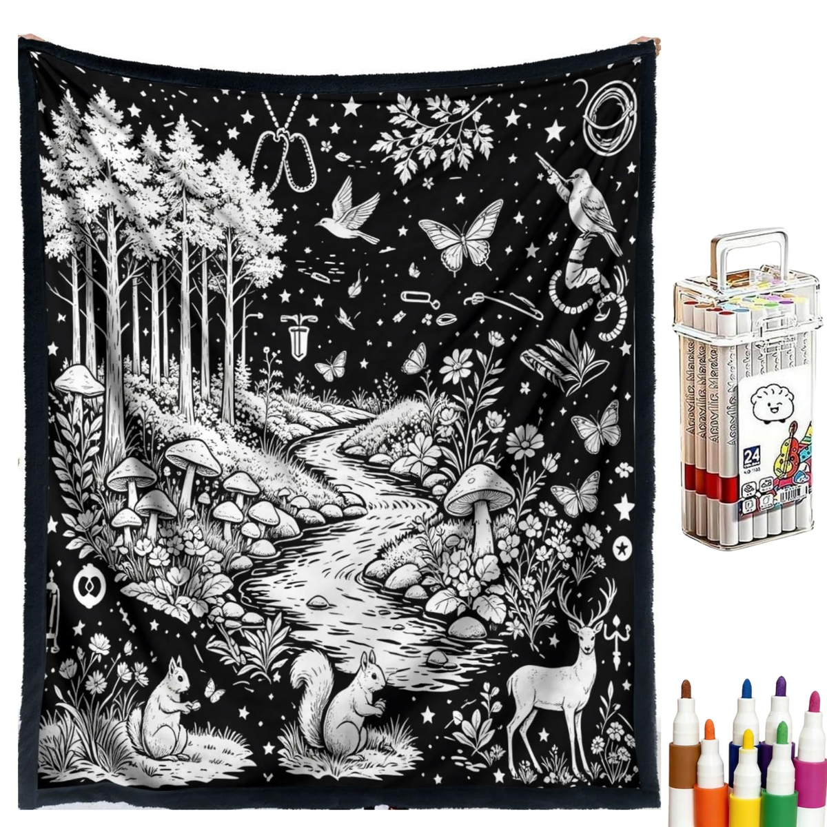 DIY Coloring Blanket Set (includes 24 markers)