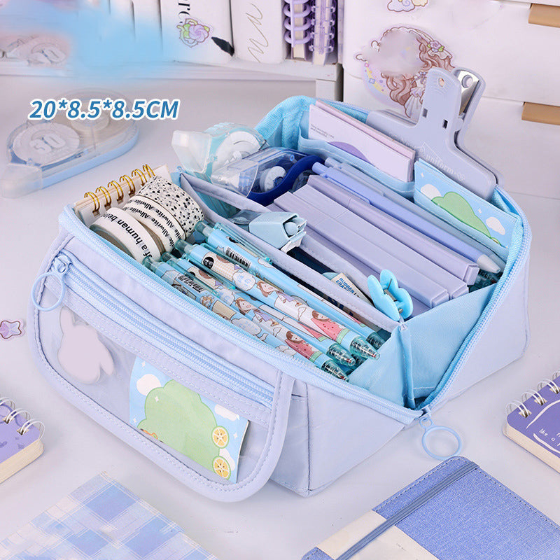 Large-capacity 9-layer transparent pencil case