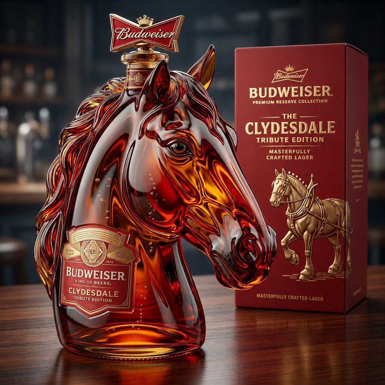 Budweiser Clydesdale Tribute Edition Commemorative Art Bottle