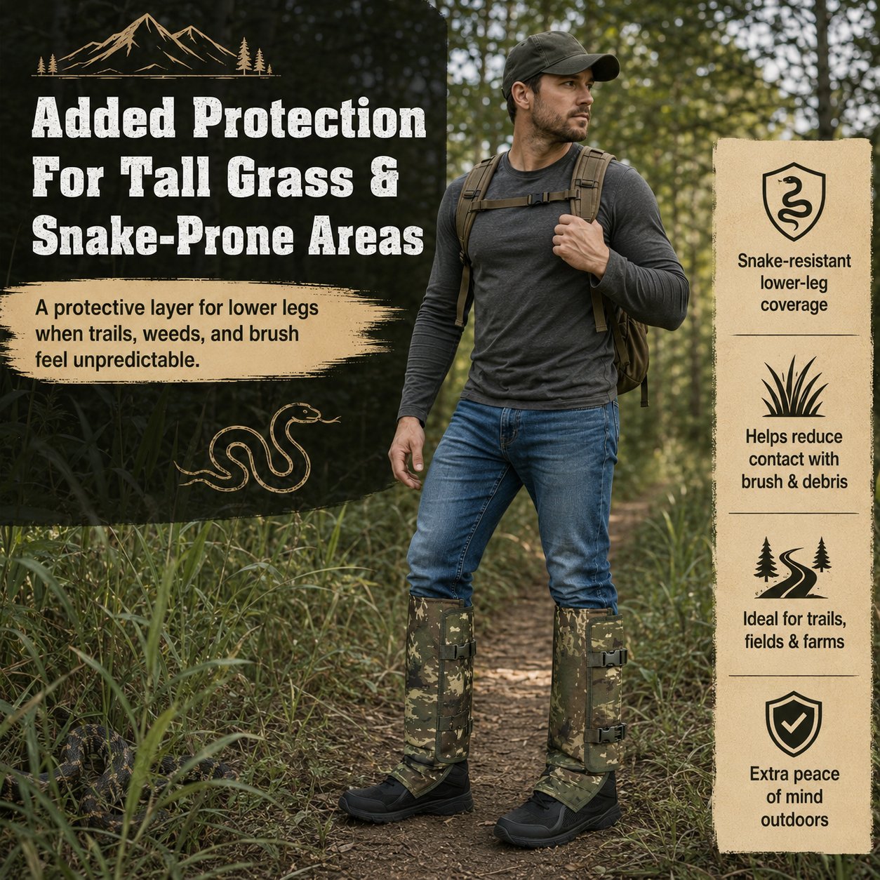 🌿 Essentials for outdoor trips🔥-Resistant Outdoor Leg Gaiters