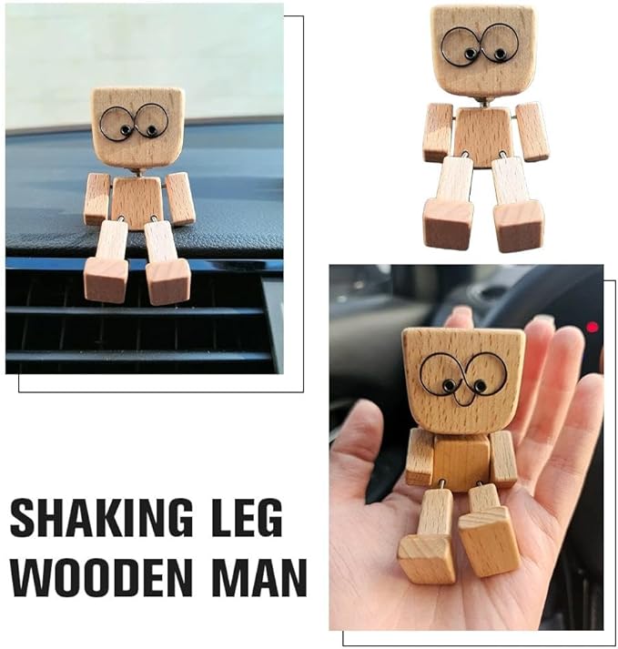 💖Handmade Charming Shaking Wooden Man Figurine with 12PCS Magnetic Expressions
