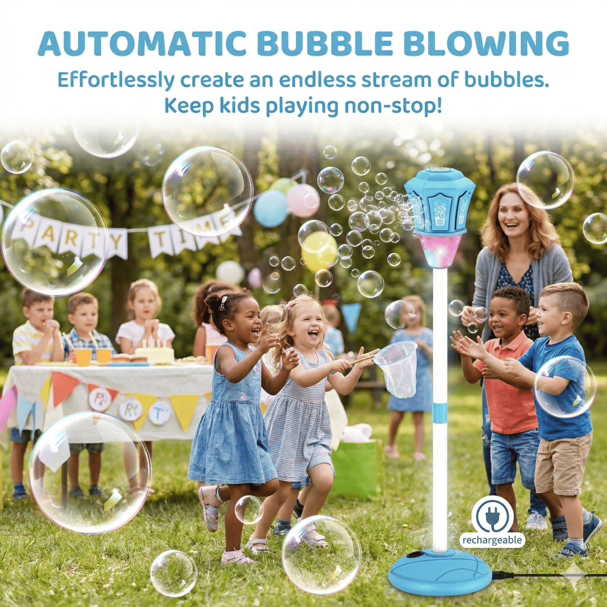 Automatic Bubble Machine for Kids – Bubble Maker with Lights