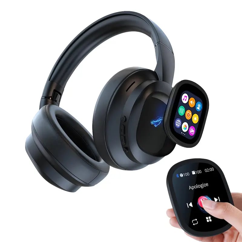 🎧 Bluetooth LCD Touchscreen ANC Headphones with DIY Wallpapers & Smart Features