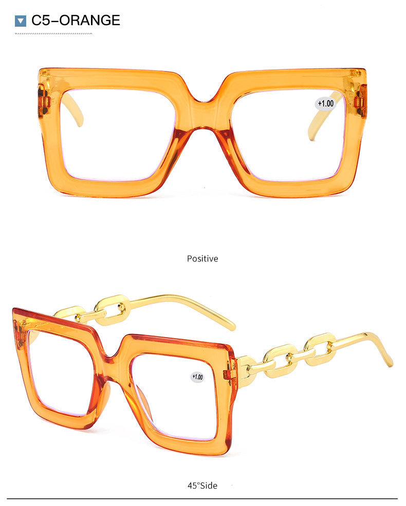 🔥Last day, 70% OFF!🔥-Women’s Oversized Square Chain Reading Glasses(1set-6pcs)