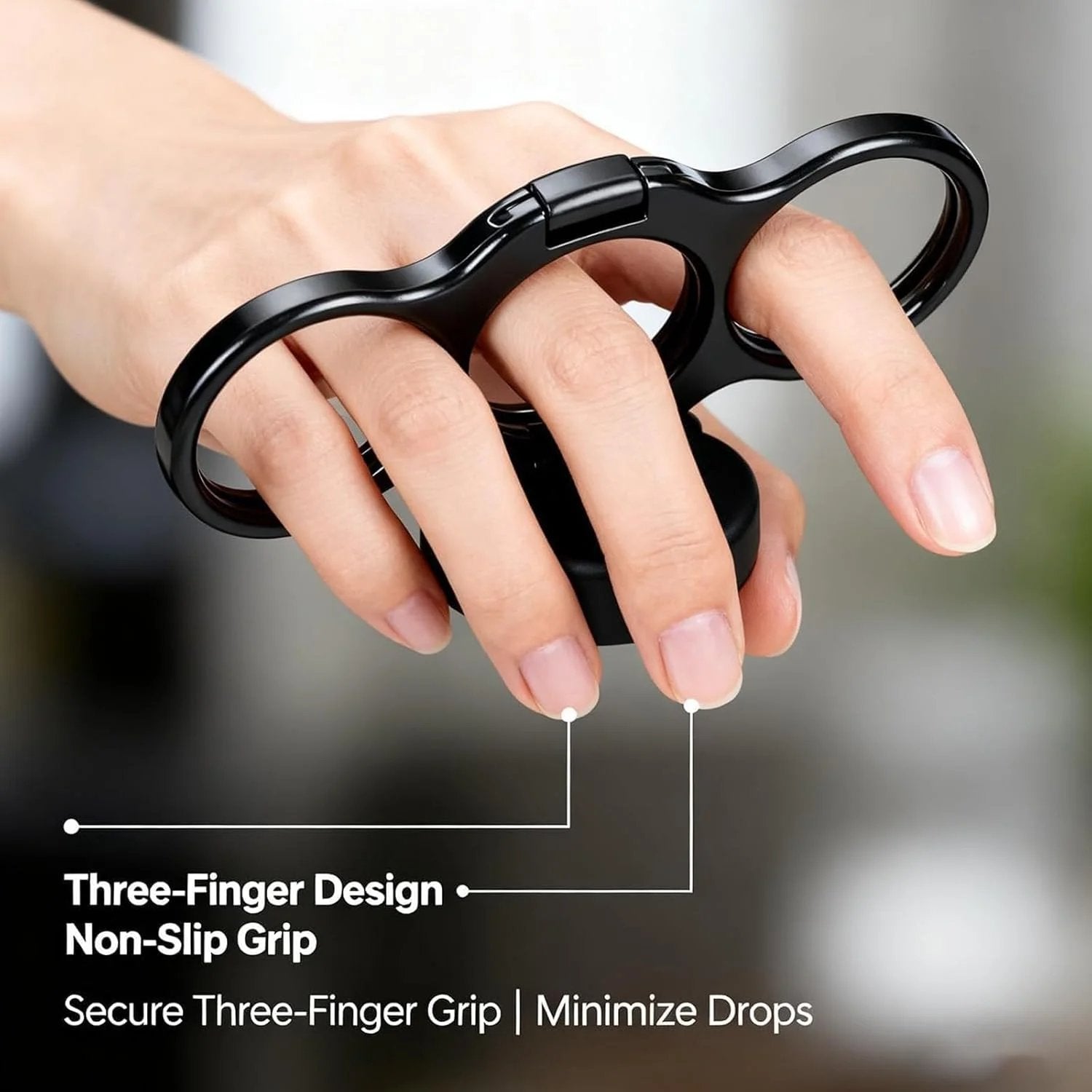 Dual-Ring Three-Finger Back Clip Holder - 360° Rotating Foldable Kickstand, Ultra Strong Clip Holder