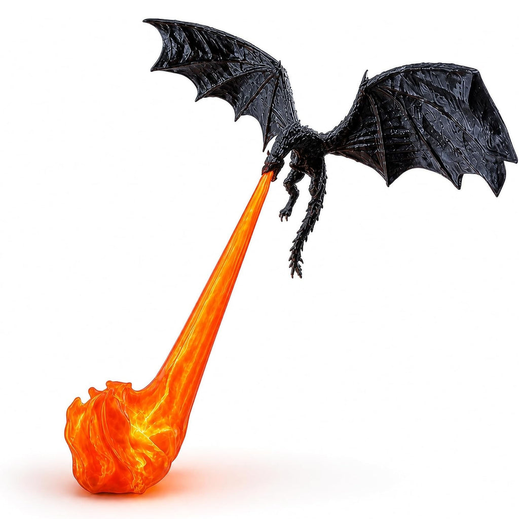 3D Printed Dragon Figurine Shelf Light with Blue Flame