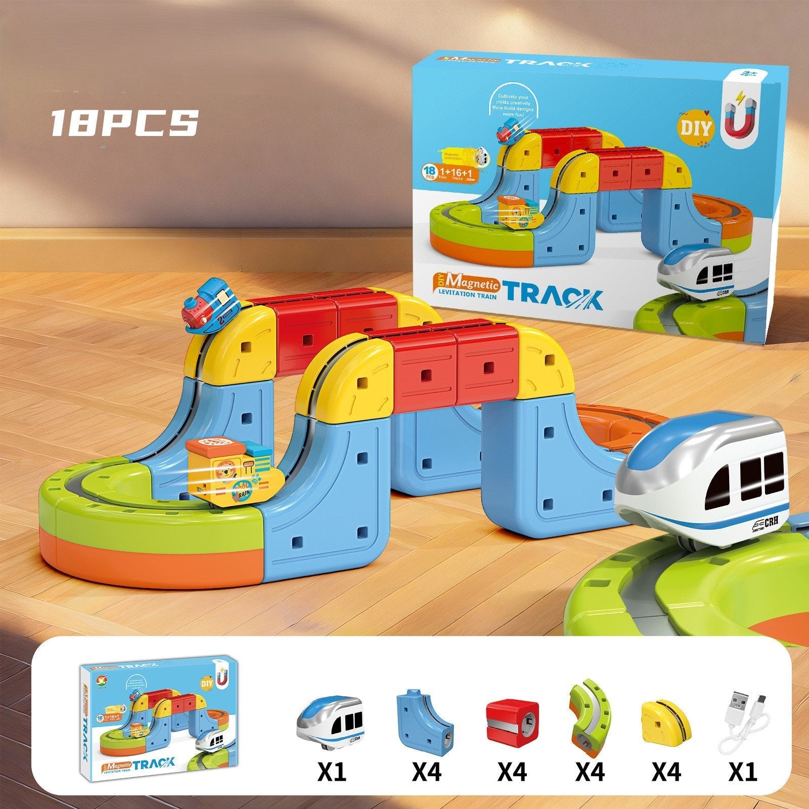 Magic Rail Track Blocks – Creative DIY Train Set with LED & Gravity-Defying Upside-Down Track | Kids Gift