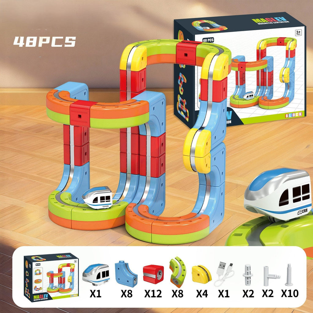 Magic Rail Track Blocks – Creative DIY Train Set with LED & Gravity-Defying Upside-Down Track | Kids Gift