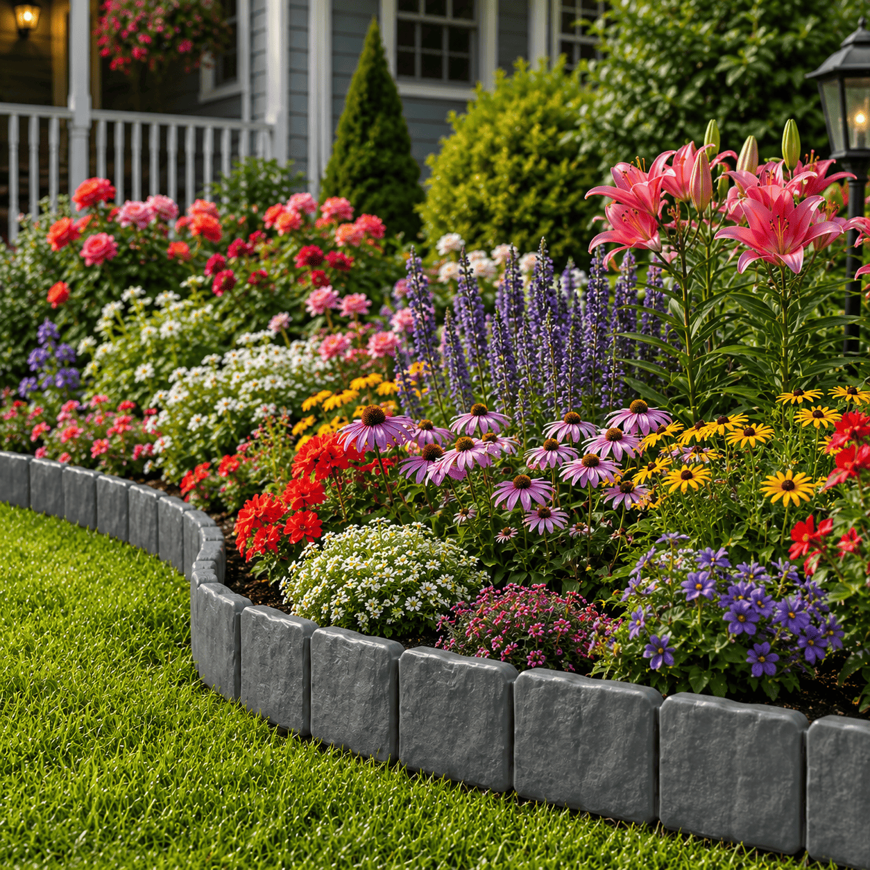Faux Stone Landscape Edging Border with Realistic Natural Rock Appearance