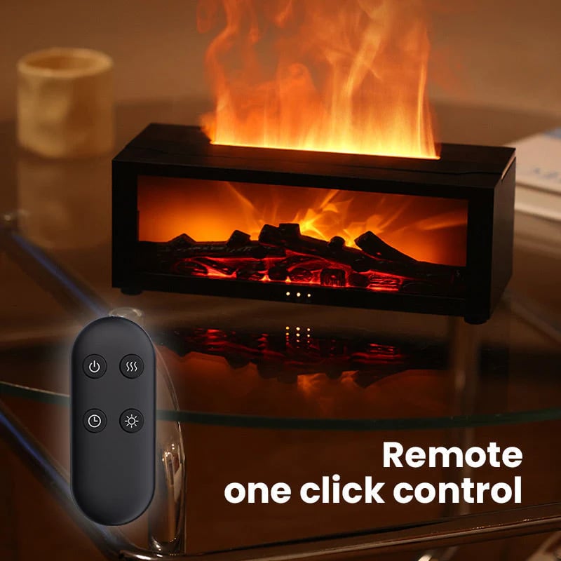 Colorful Flame Fireplace Aroma Diffuser 300ml Waterless Auto-Off Air Humidifier