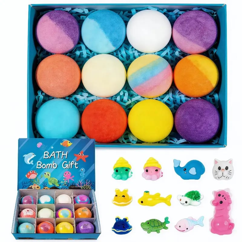 🛁 Natural Bath Bombs for Kids with Mega Bubbles & Surprise Inside 🥚✨ Same as in the video 🎁Comes with A Toy Storage Box