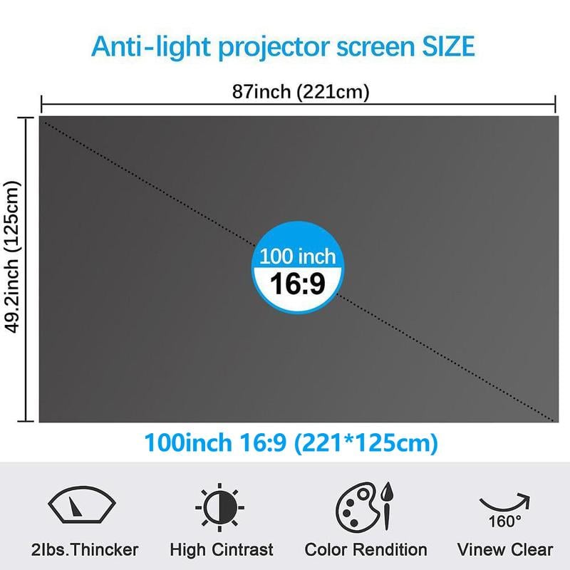 4K Metal Lightproof Foldable Portable Movie Screen 16:9 🎥✨