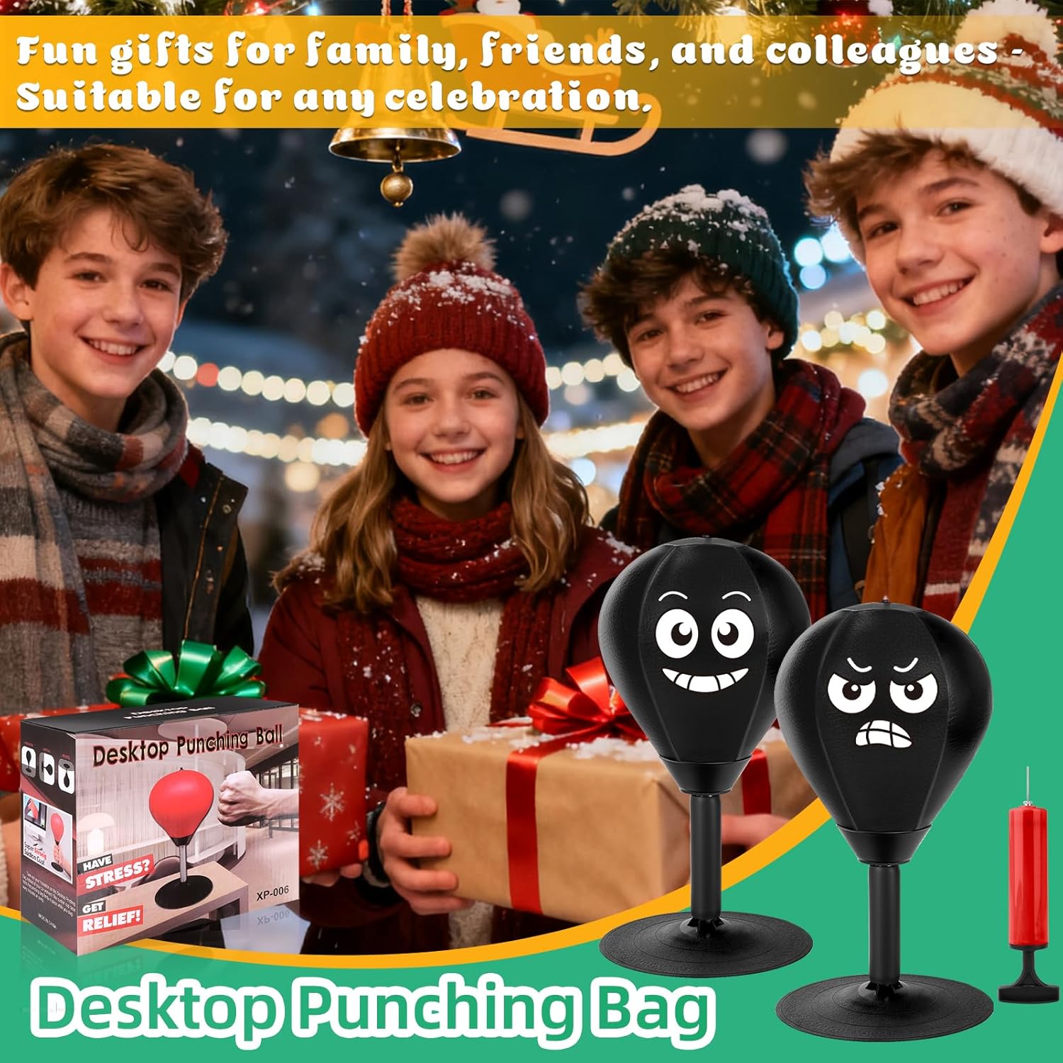 Desktop Punching Bag with Strong Suction Cup, Upgraded Spring Desk Punching Bag, Stress Buster Boxing Training Mini Boxing Ball for Office Home, Funny Stress Relief Gift for Coworkers, Friends