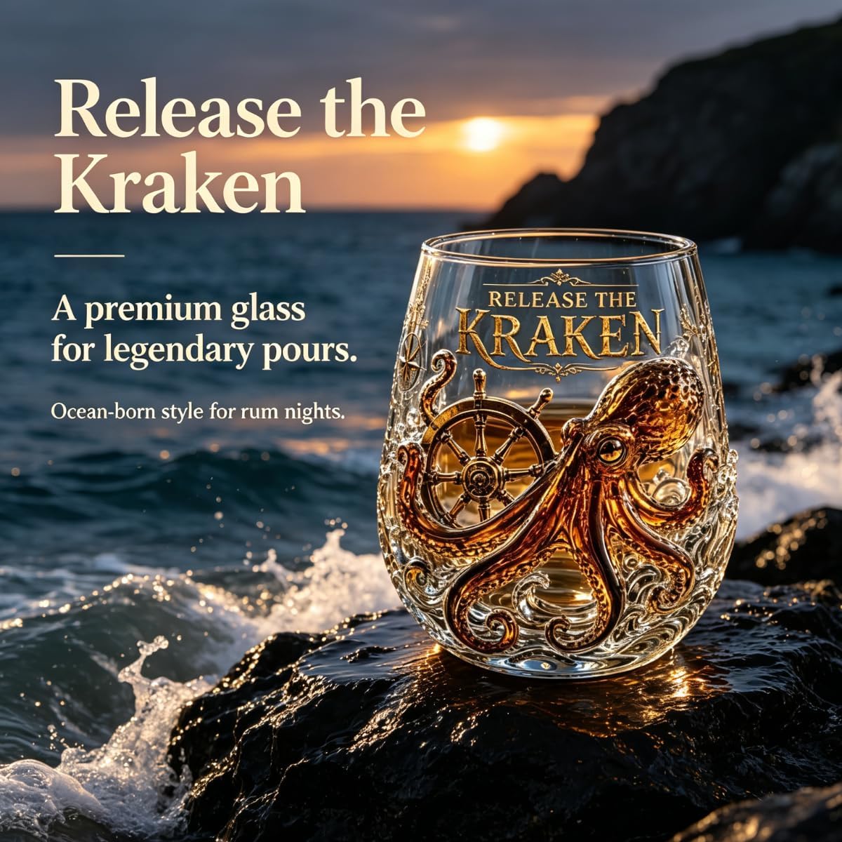 Whiskey Glass with Skull Captain Design