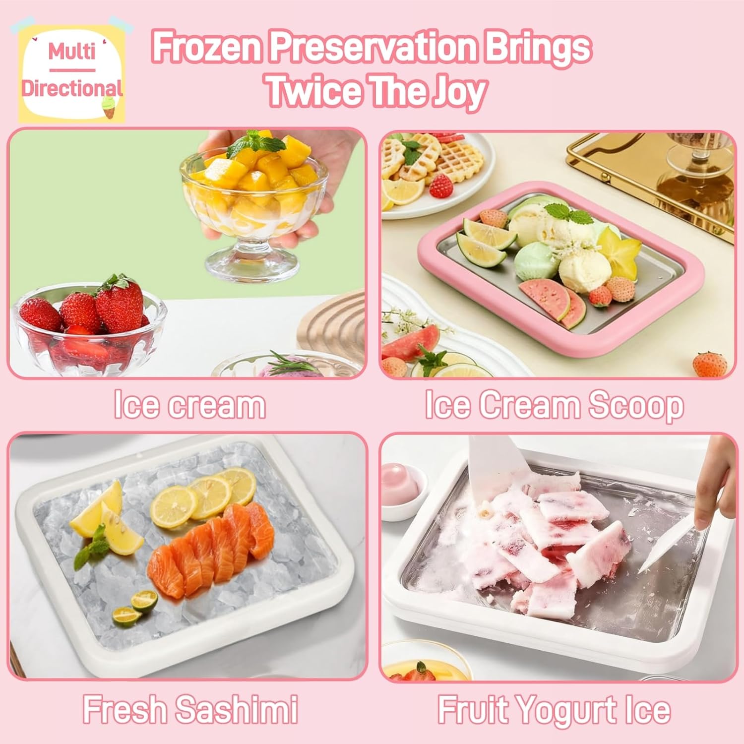 🍓 Food-Grade Stainless Steel Ice Cream Tray | Easy Clean