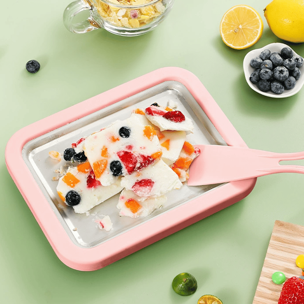 🍓 Food-Grade Stainless Steel Ice Cream Tray | Easy Clean