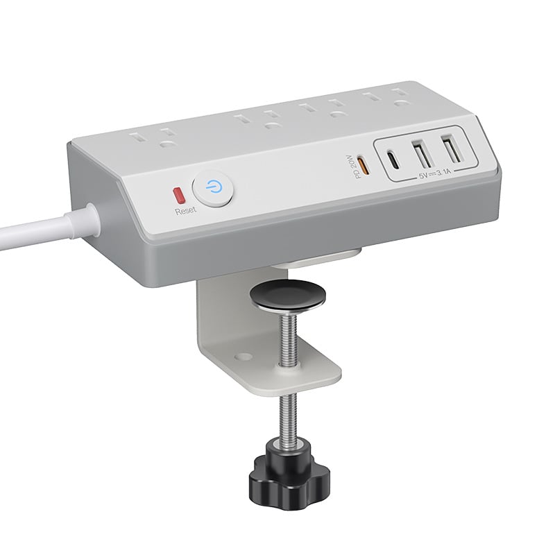 Space-Saving Clamp-on Power Strip 🔌 8/12-Port Desktop Edge Charging Station – Secure Grip Mounting with Surge Protection 💻