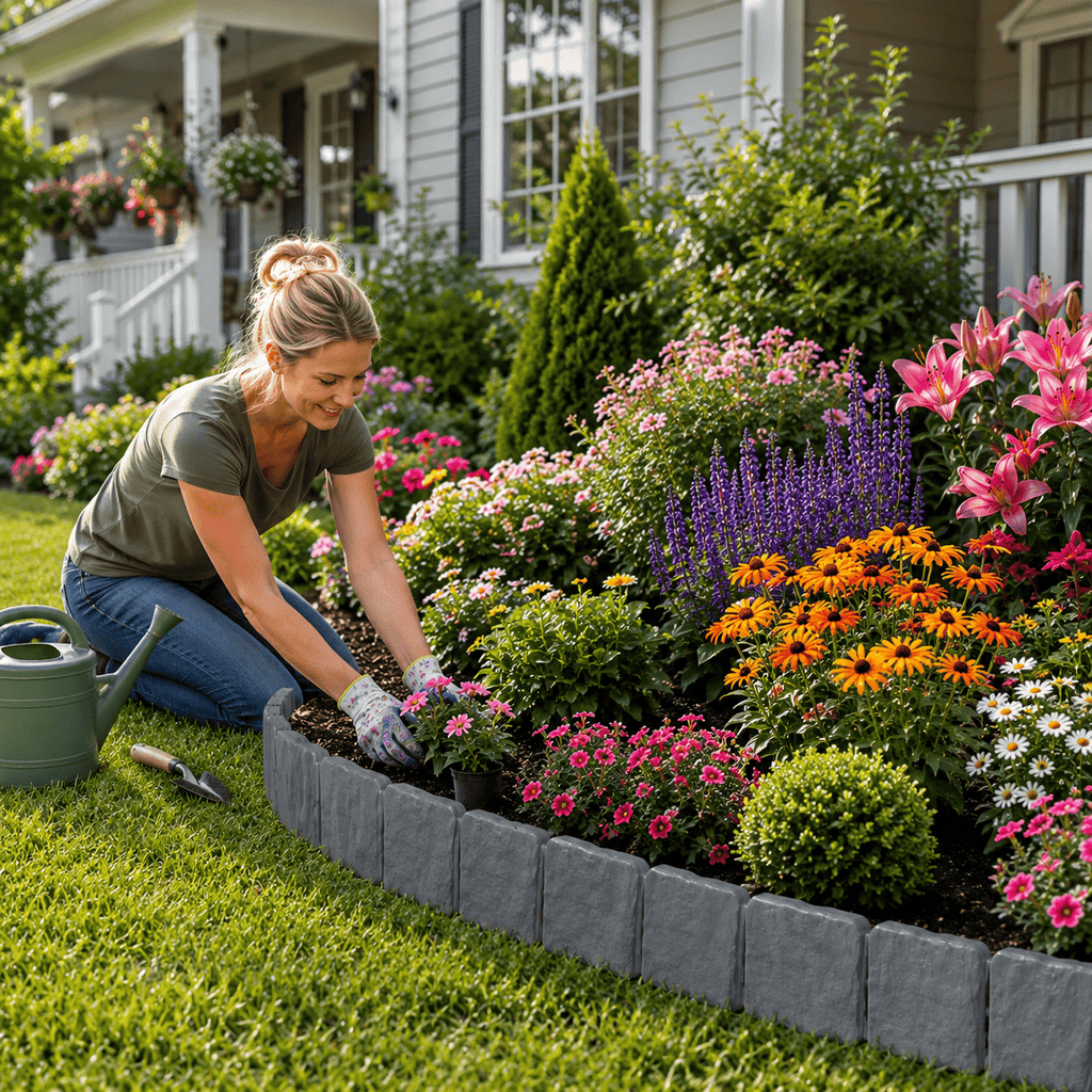 Faux Stone Landscape Edging Border with Realistic Natural Rock Appearance