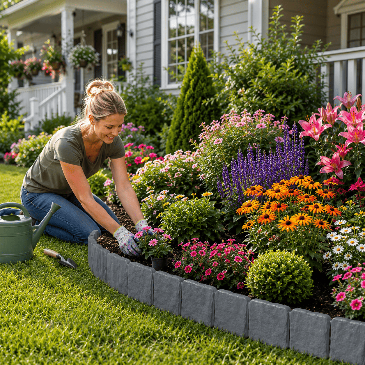 Faux Stone Landscape Edging Border with Realistic Natural Rock Appearance