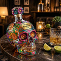Day of the Dead Limited Edition Hand-Painted Sugar Skull Tequila Bottle with Gift Box