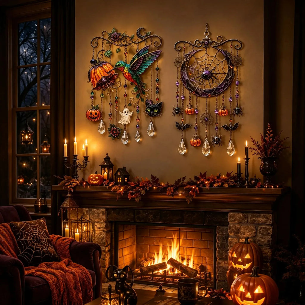🎃💎Halloween Crystal Wind Chime – Colorful Acrylic Hanging Garden Decoration