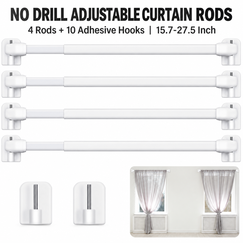 4-Piece Telescopic Tension Rod Set