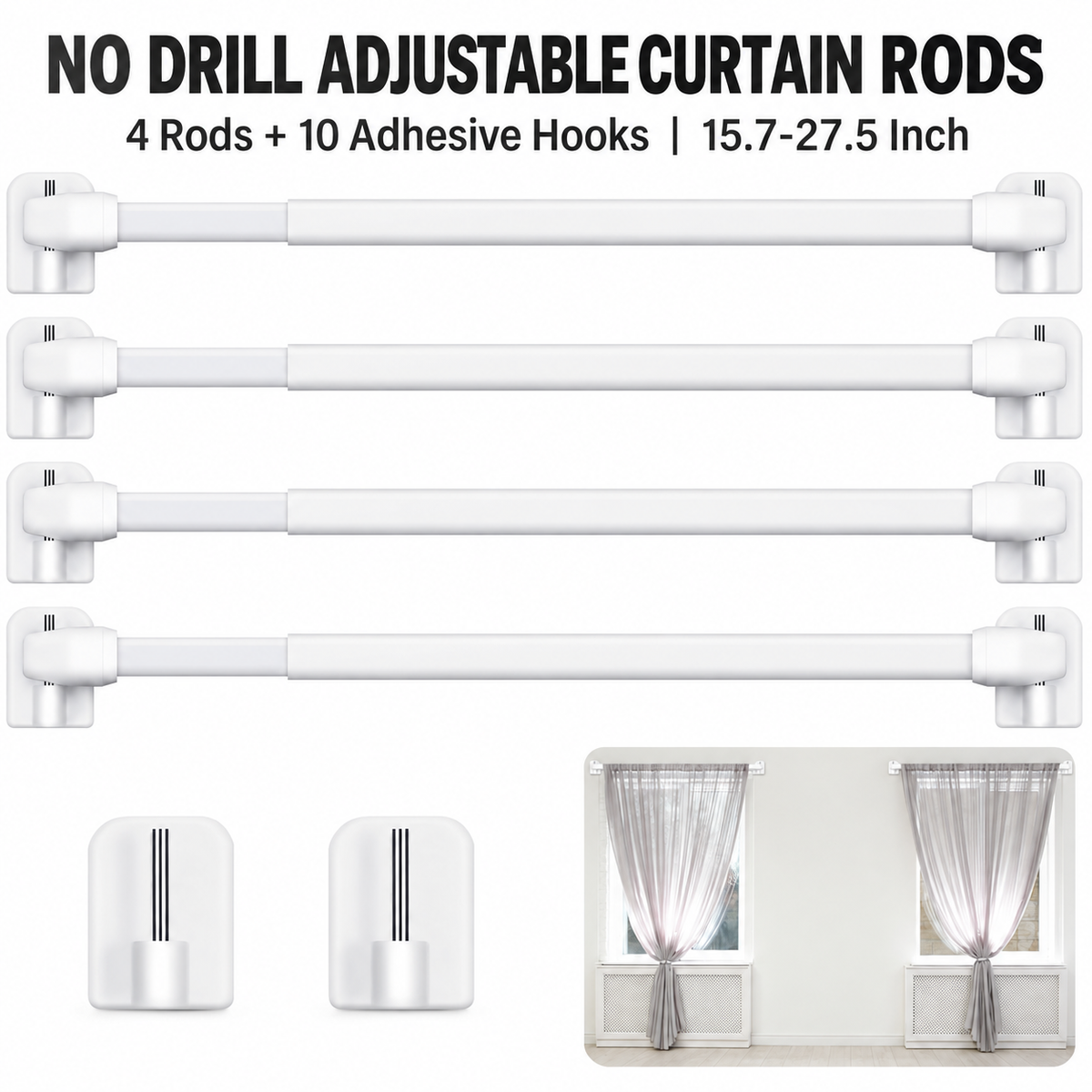 4-Piece Telescopic Tension Rod Set
