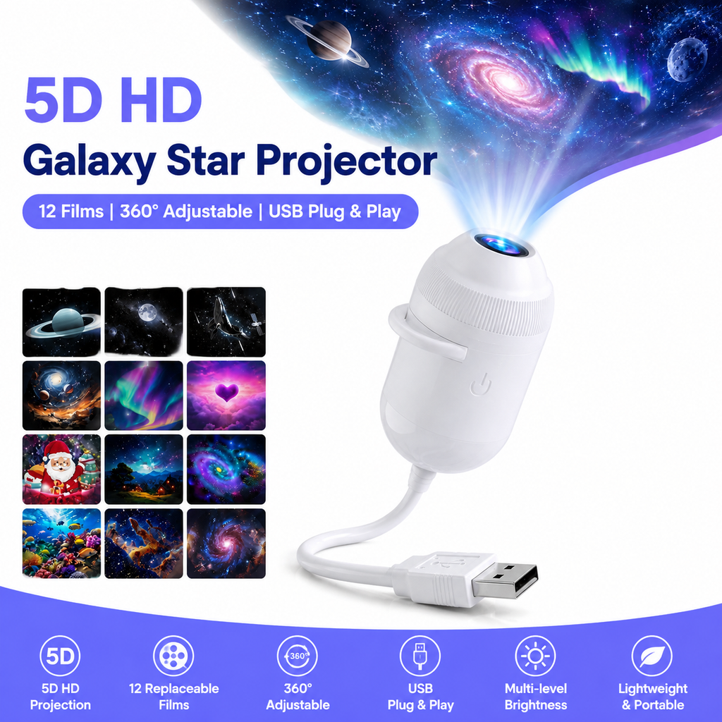 Holographic Galaxy Starry Night Light Projector